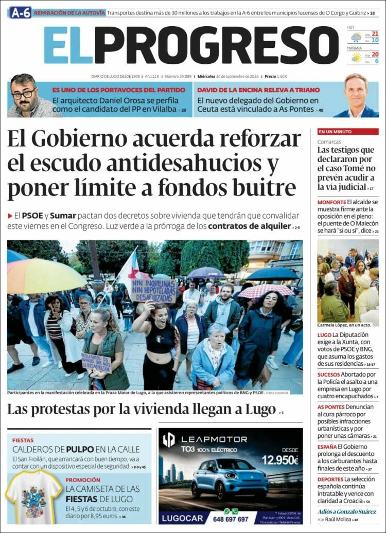 Portada de El Progreso (Espa&ntilde;a)