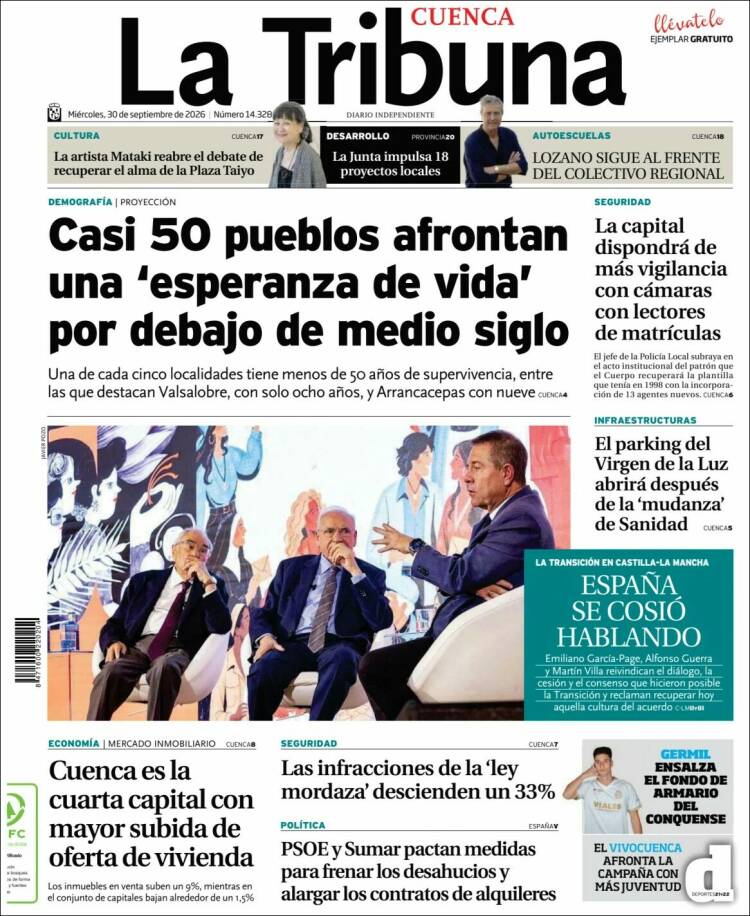 Portada de La Tribuna de Cuenca (Espa&ntilde;a)