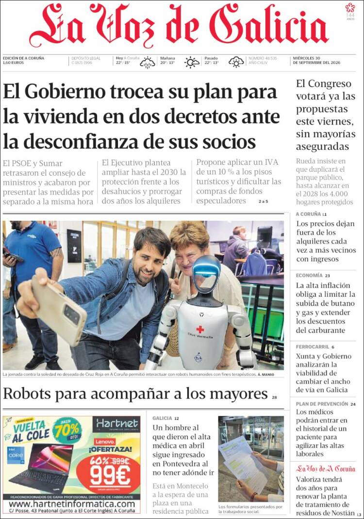 Portada de La Voz de Galicia (Espa&ntilde;a)