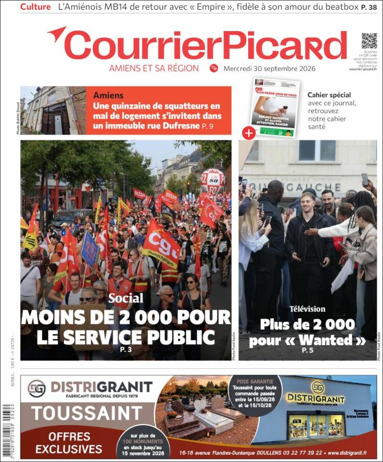 Portada de Courrier Picard (Francia)