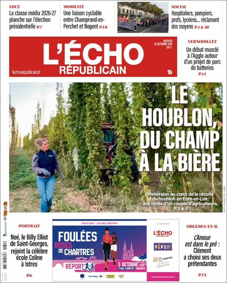 Portada de L'Echo Républicain (Francia)