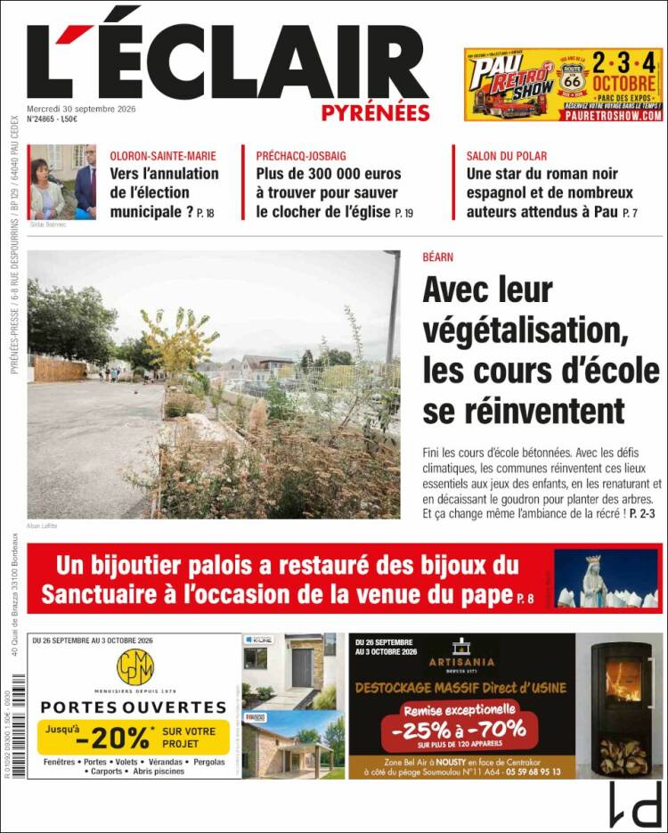 Portada de L'Eclair des Pyrénées (Francia)