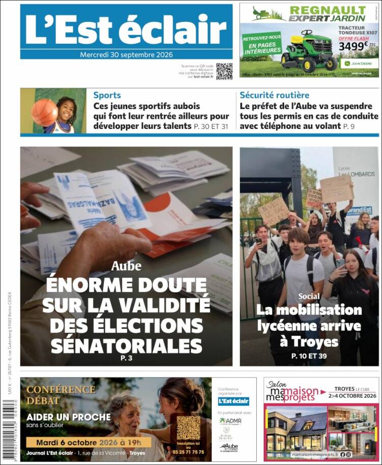 Portada de L'Est Eclair (Francia)