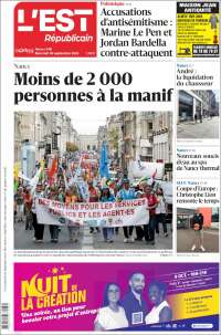 Portada de L'Est Republicain (Francia)