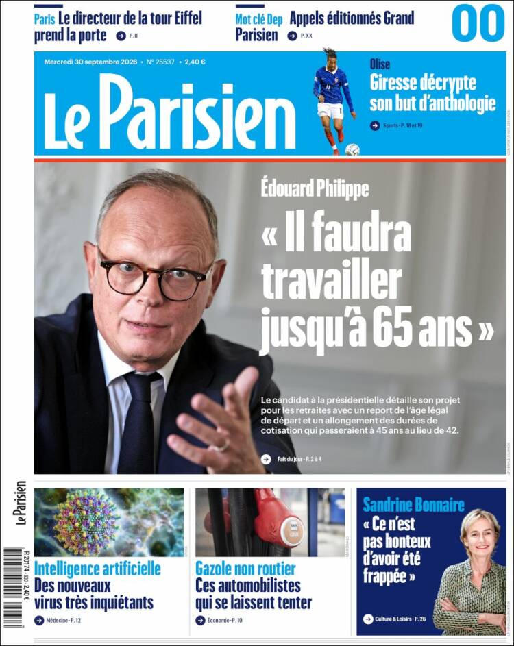 Portada de Le Parisien (Francia)
