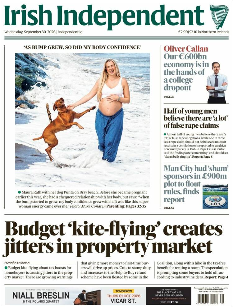 Portada de Irish Independent (Irlanda)