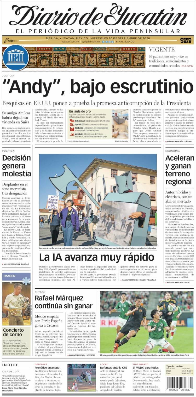 Portada de Diario de Yucatán (M&eacute;xico)
