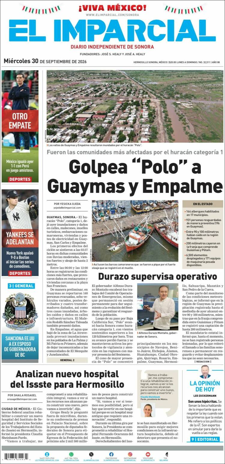 Portada de El Imparcial (M&eacute;xico)