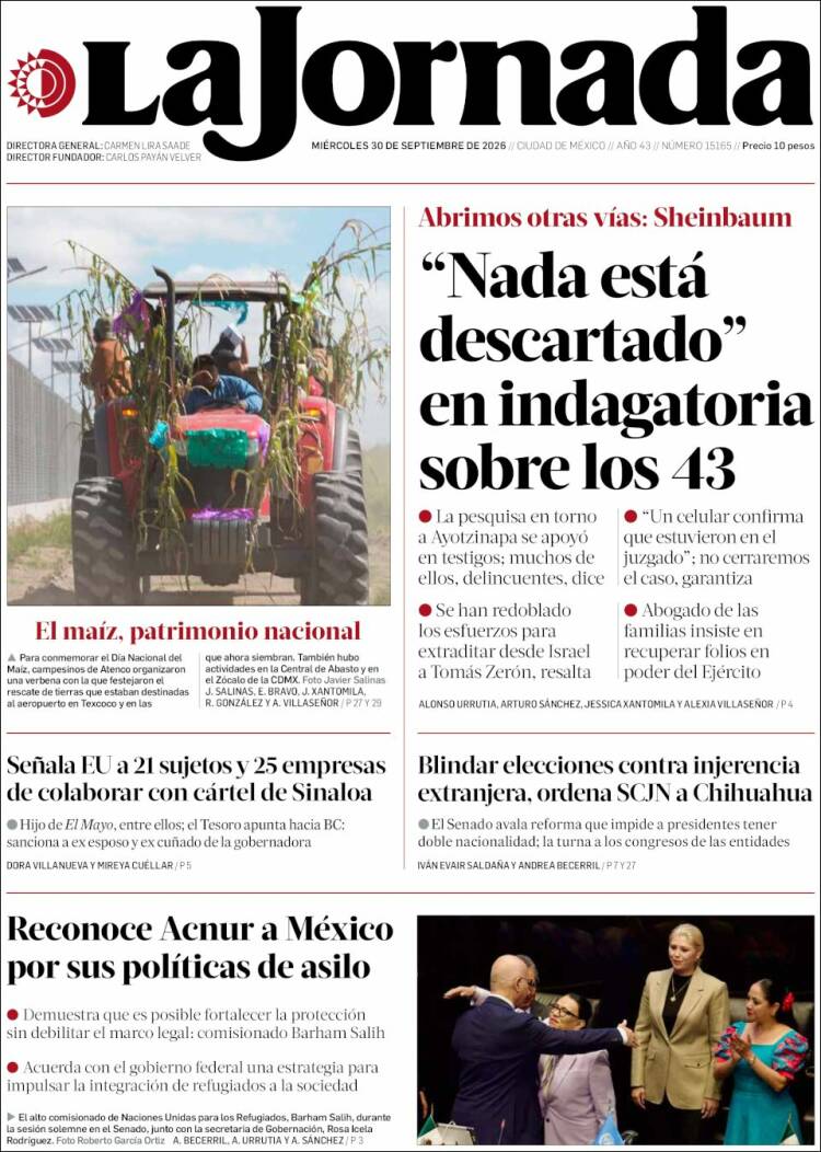 Portada de La Jornada (M&eacute;xico)