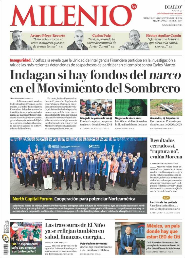 Portada de Milenio (M&eacute;xico)