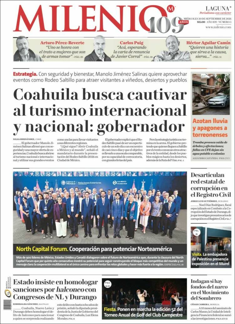Portada de Milenio - Laguna (M&eacute;xico)