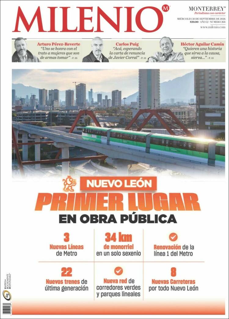 Portada de Milenio de Monterrey (M&eacute;xico)
