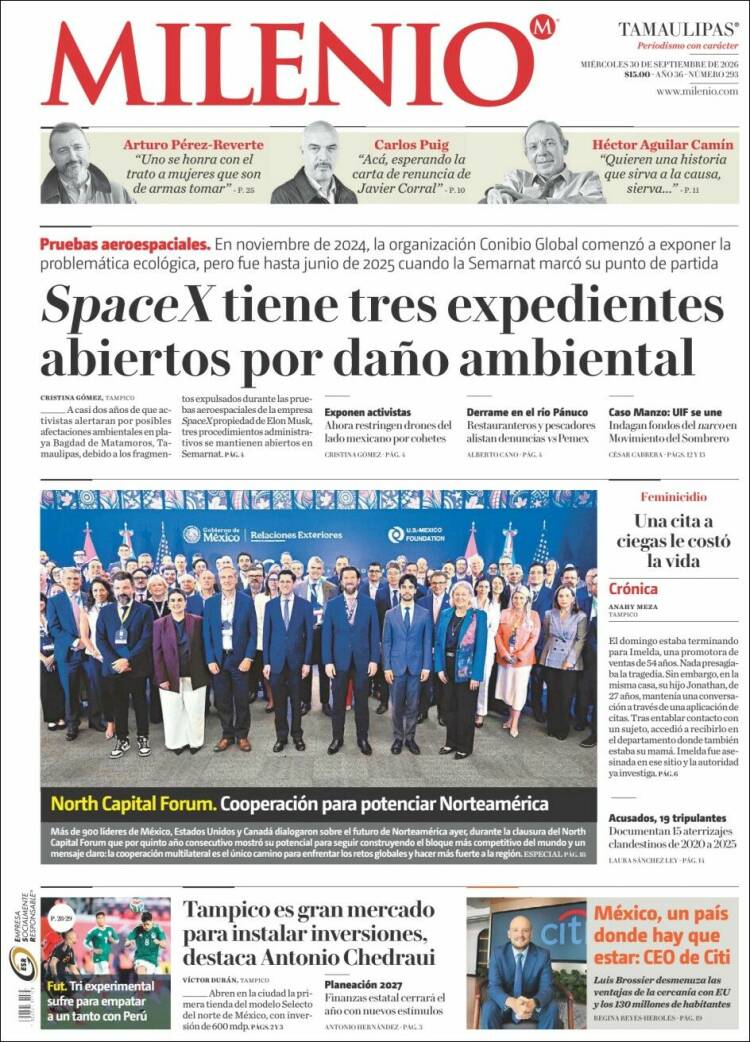 Portada de Milenio - Tamaulipas (M&eacute;xico)