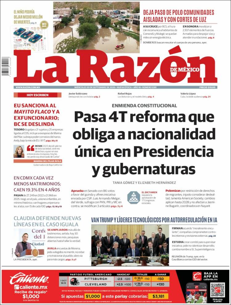 Portada de La Razón (M&eacute;xico)