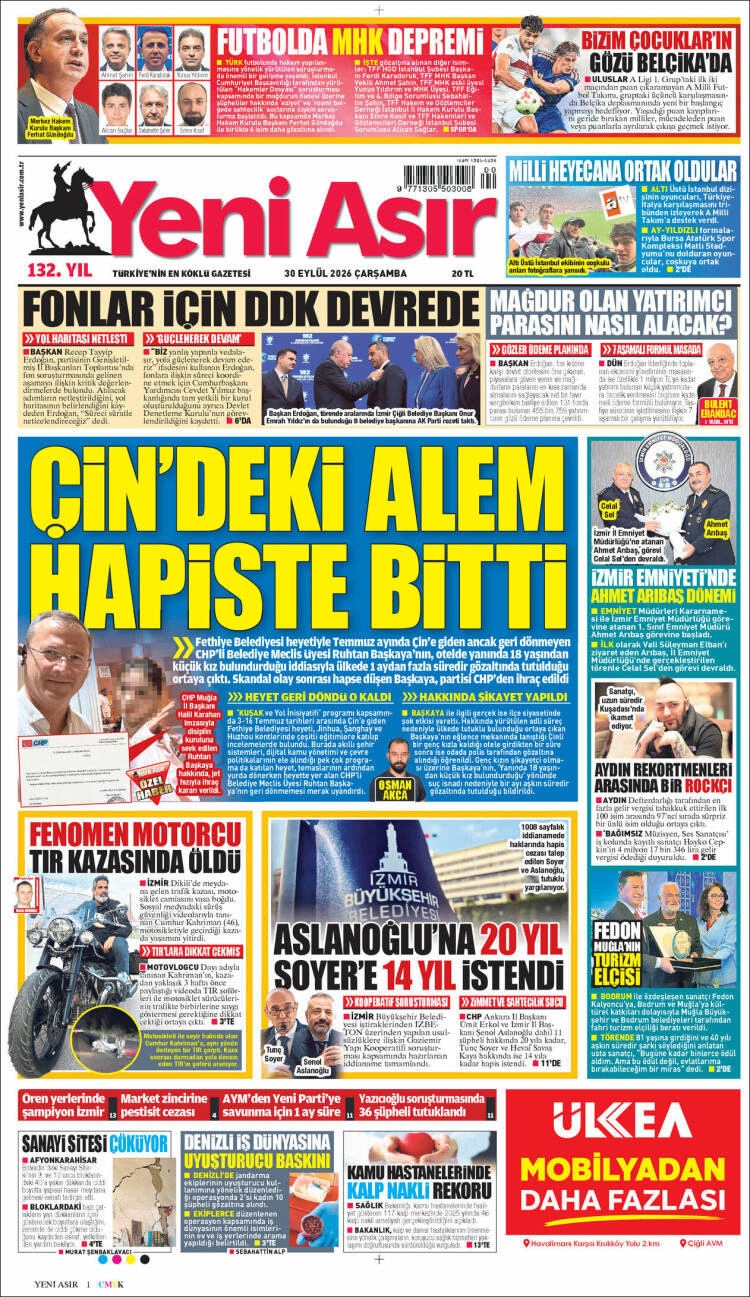 Portada de Yeni Asır (Turqu&iacute;a)