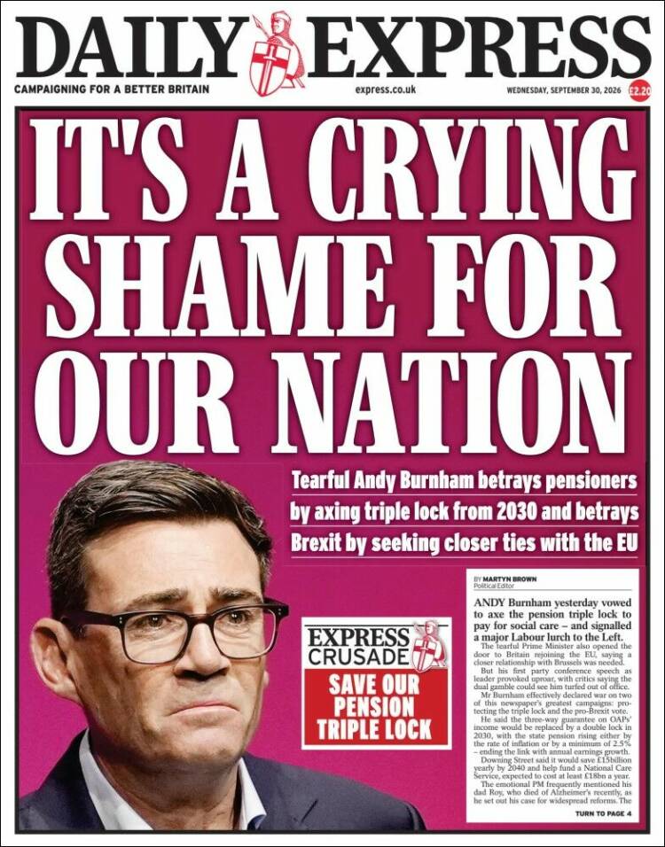 Portada de Daily Express (Reino Unido)