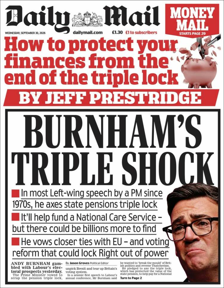 Portada de Daily Mail (Reino Unido)