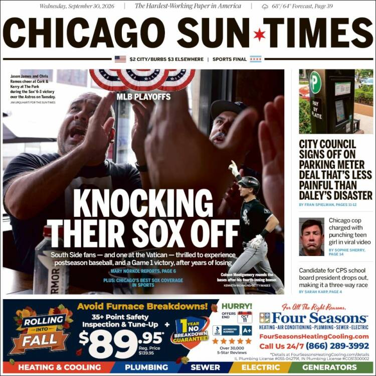 Portada de Chicago Sun-Times (USA)
