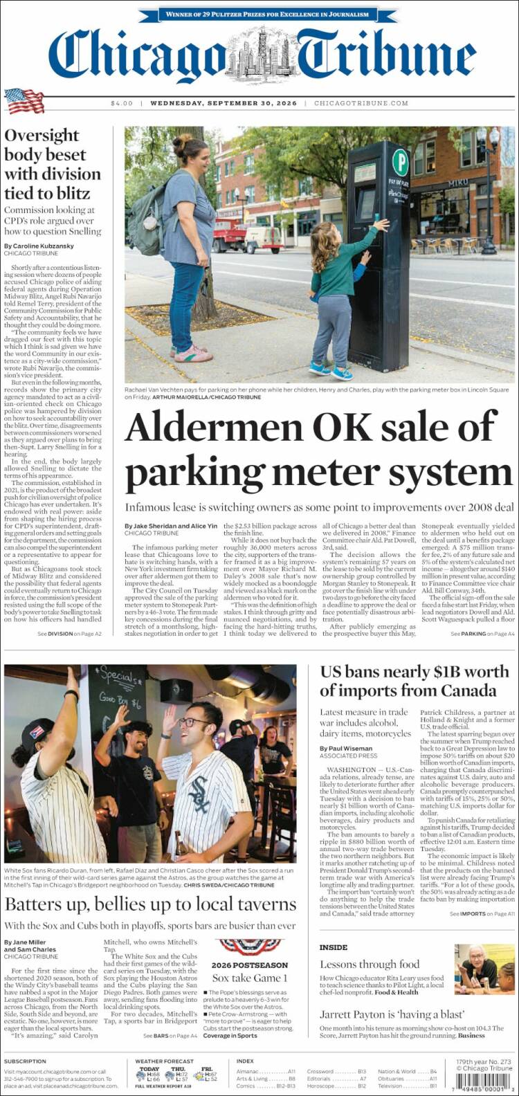 Portada de Chicago Tribune (USA)