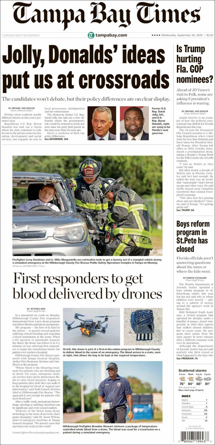 Portada de Tampa Bay Times (USA)