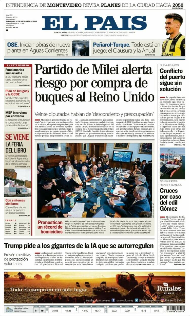 Portada de El País (Uruguay)
