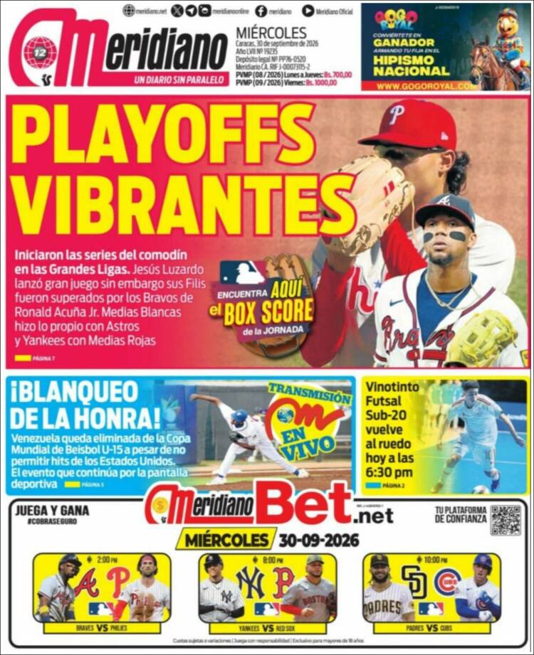 Portada de Meridiano (Venezuela)