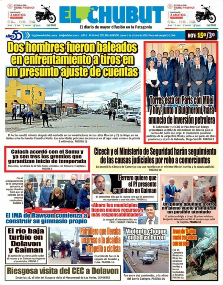 Portada de El Chubut (Argentina)
