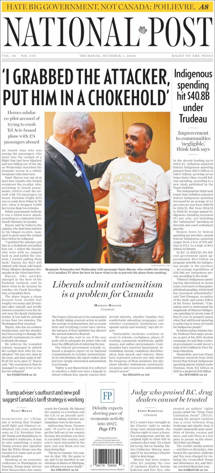Portada de The National Post (Canad&aacute;)