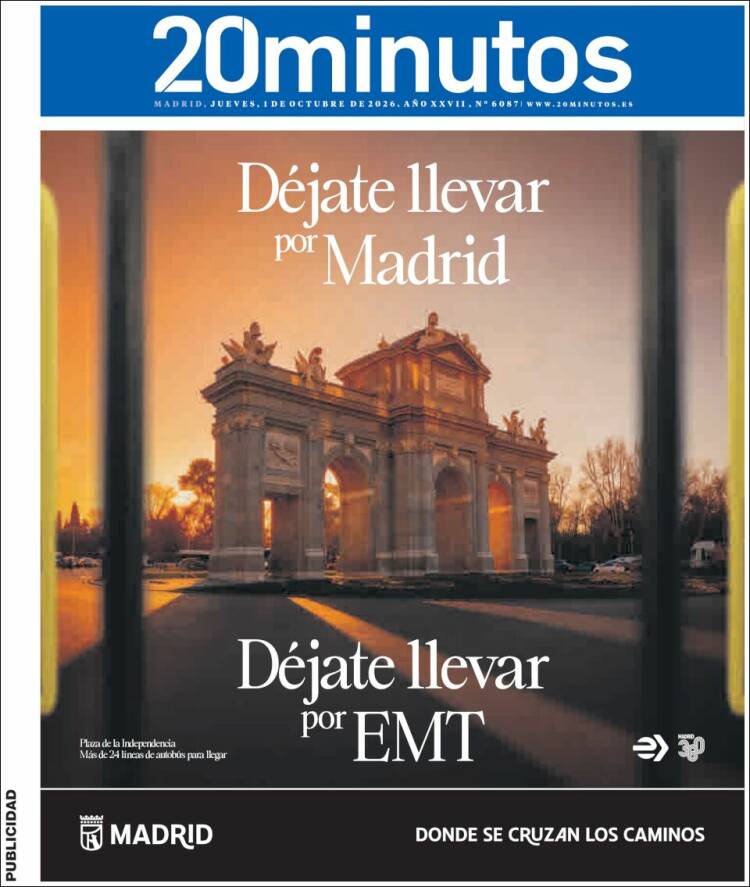 Portada de 20 Minutos - Madrid (Espa&ntilde;a)