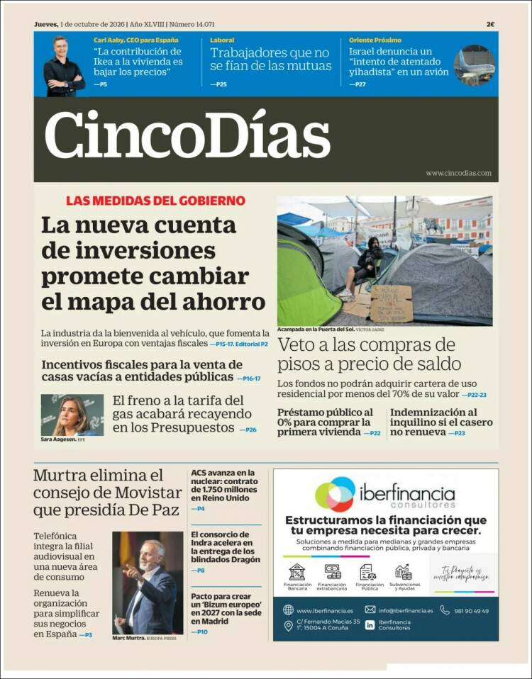 Portada de Cinco Días (Espa&ntilde;a)