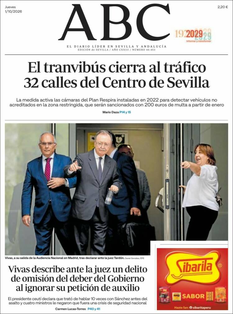 Portada de ABC - Sevilla (Espa&ntilde;a)
