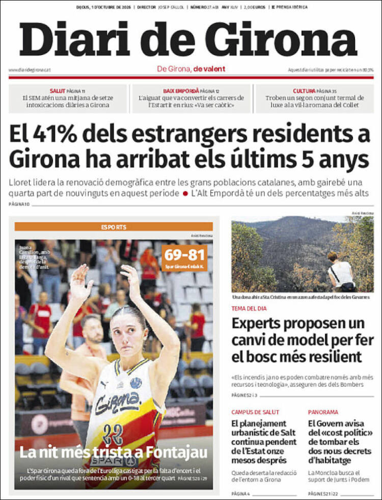 Portada de Diari de Girona (Espa&ntilde;a)