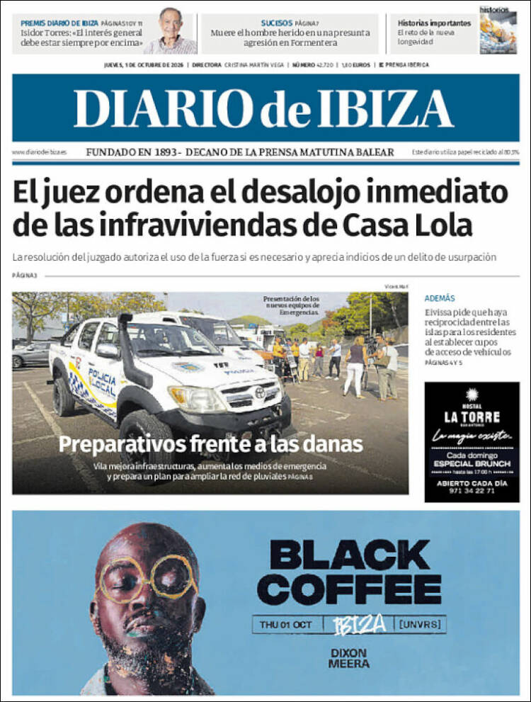 Portada de Diario de Ibiza (Espa&ntilde;a)