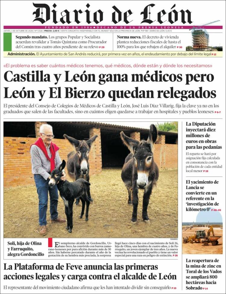 Portada de Diario de León (Espa&ntilde;a)