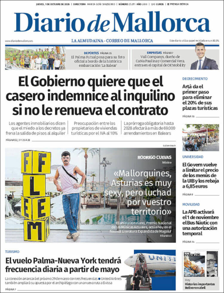 Portada de Diario de Mallorca (Espa&ntilde;a)