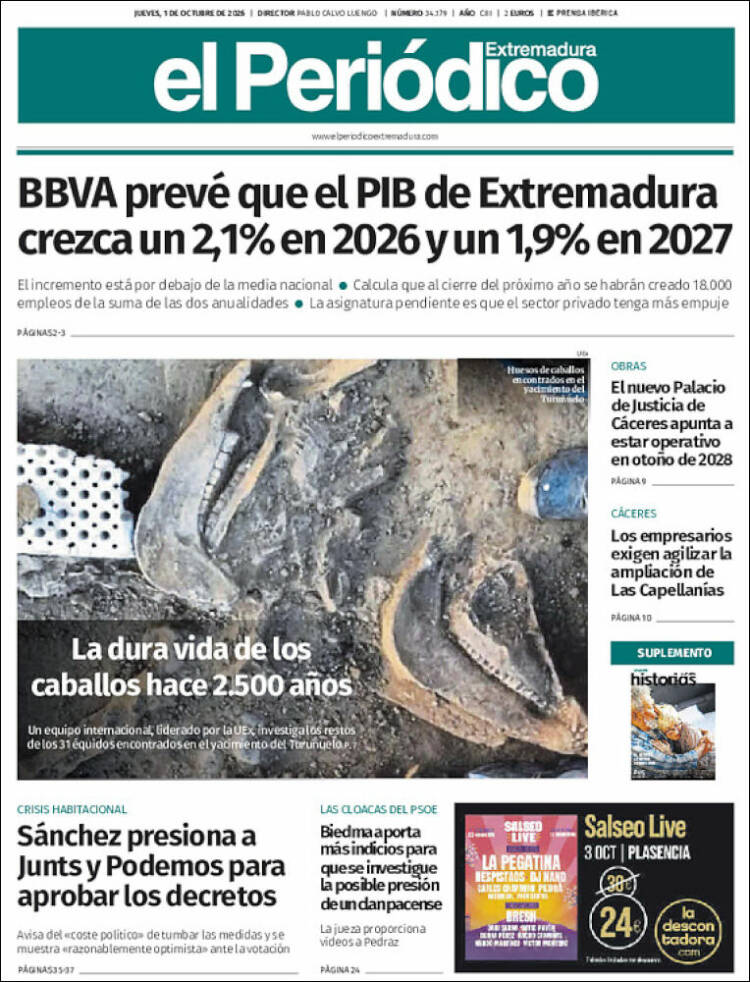 Portada de El Periódico de Extremadura (Espa&ntilde;a)