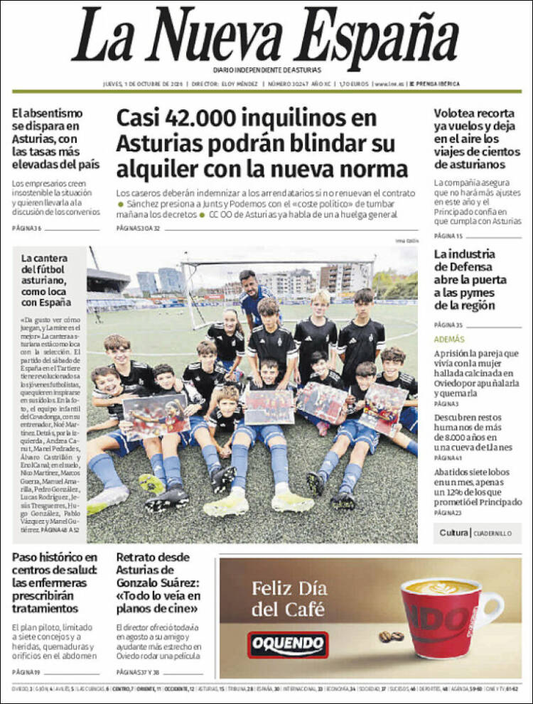 Portada de La Nueva España (Espa&ntilde;a)