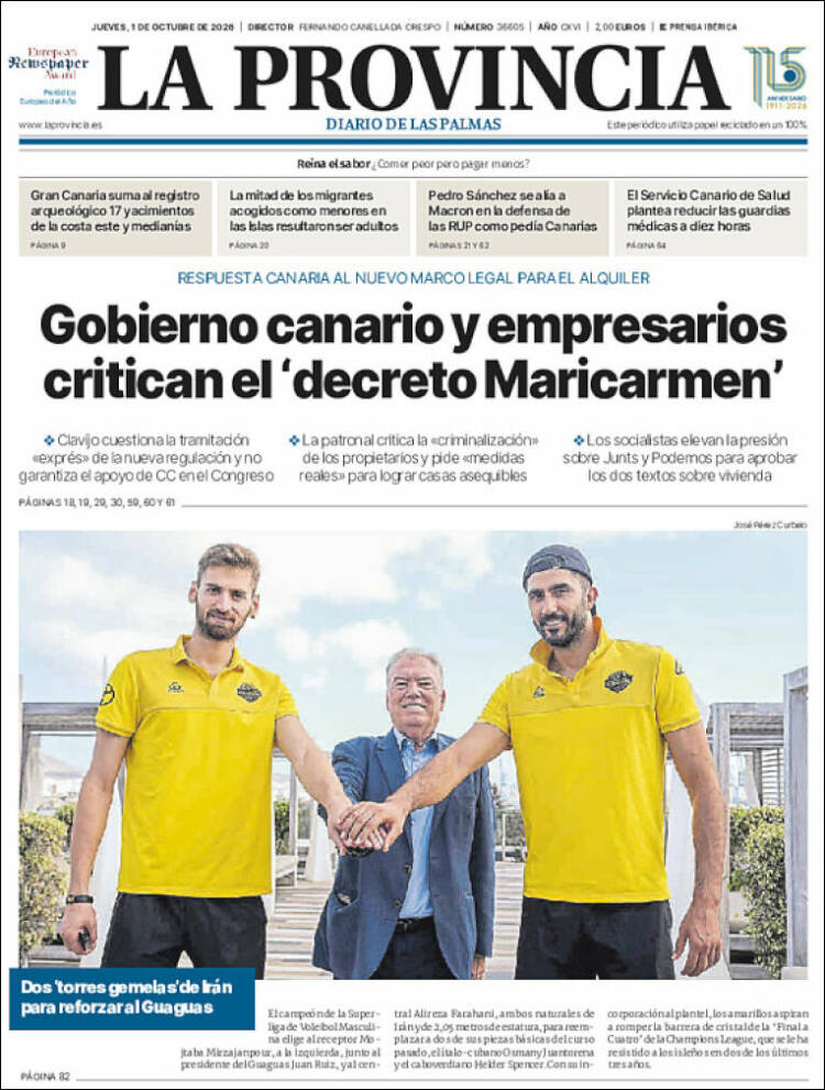 Portada de La Provincia (Espa&ntilde;a)