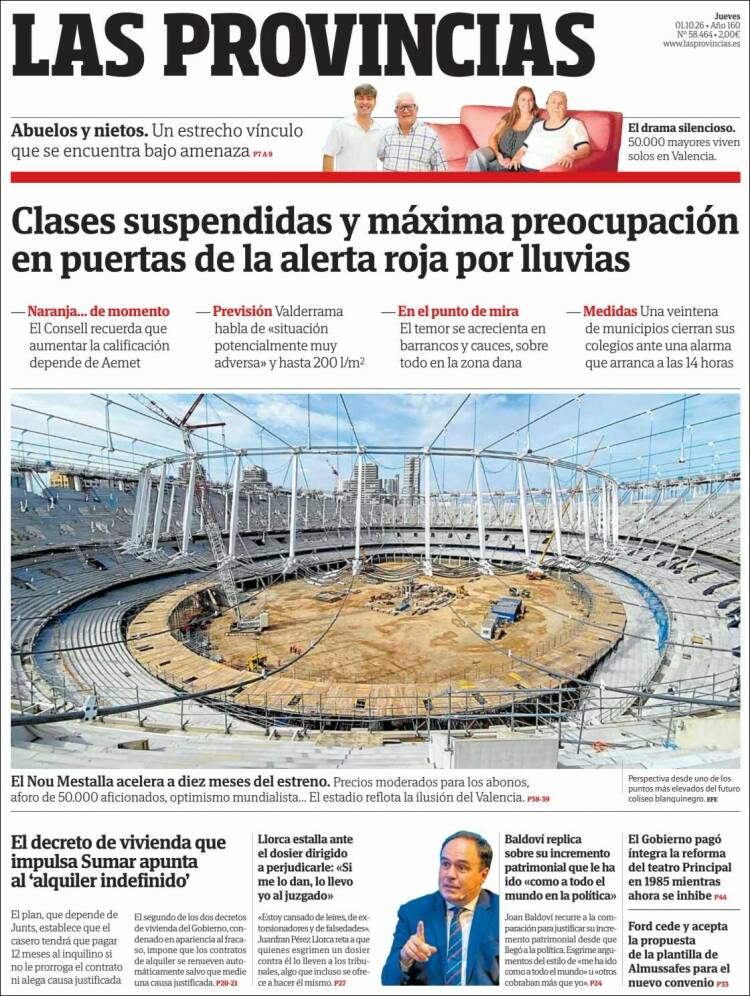 Portada de Las Provincias (Espa&ntilde;a)