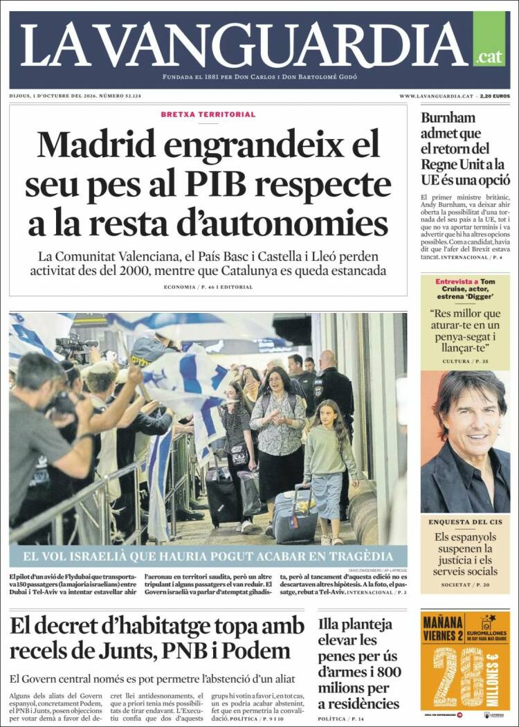 Portada de La Vanguardia (Espa&ntilde;a)