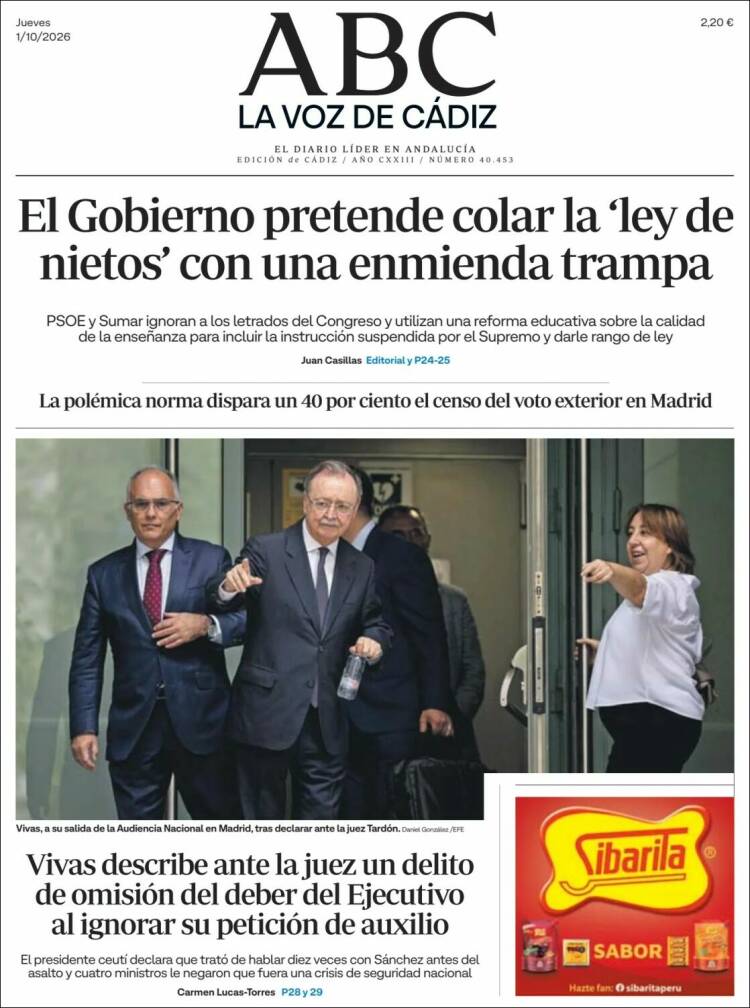 Portada de La Voz de Cádiz (Espa&ntilde;a)