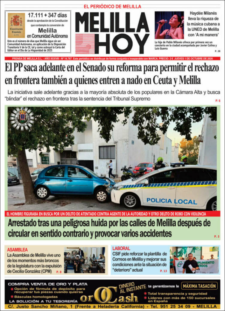 Portada de Melilla Hoy (Espa&ntilde;a)