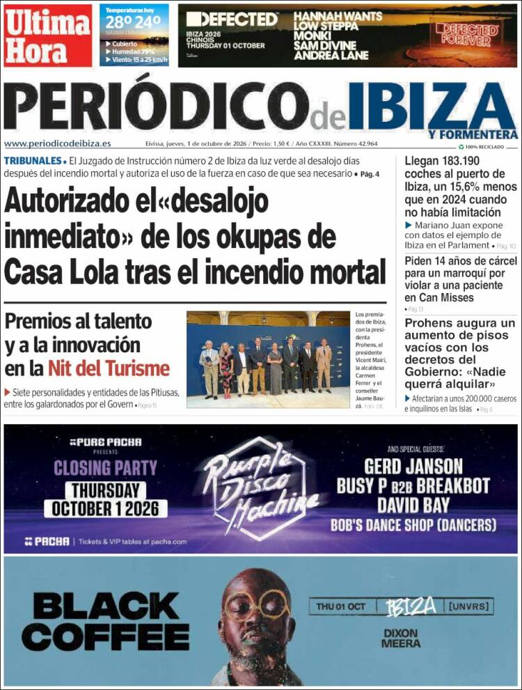 Portada de Periódico de Ibiza (Espa&ntilde;a)