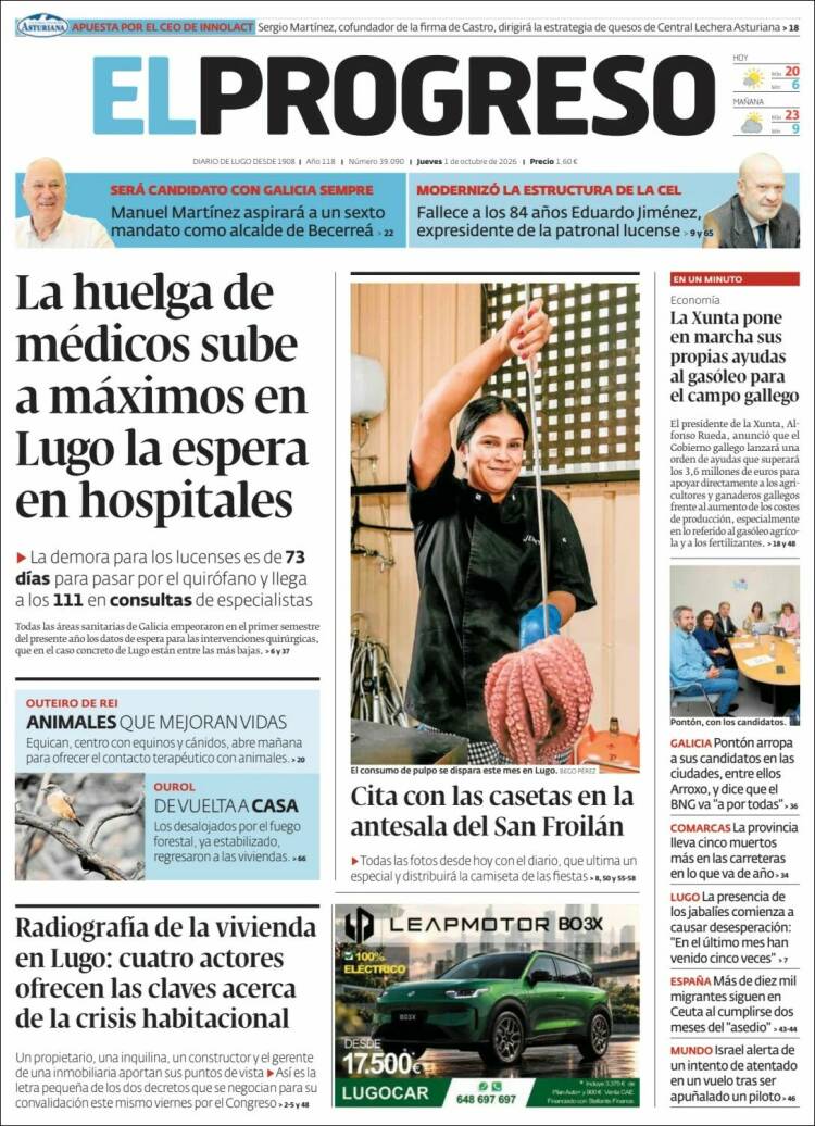 Portada de El Progreso (Espa&ntilde;a)