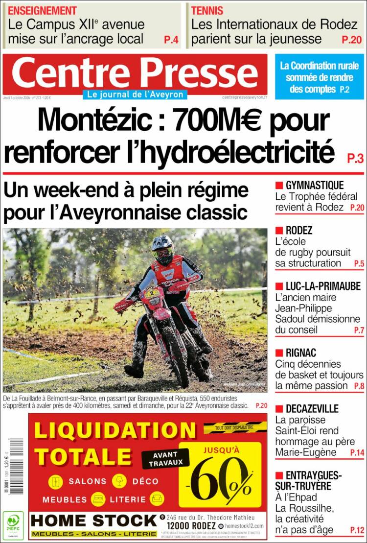 Portada de Centre Presse (France)