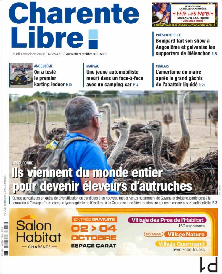Portada de Charente Libre (Francia)