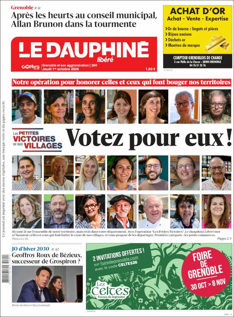 Portada de Le Dauphiné Libéré (Francia)