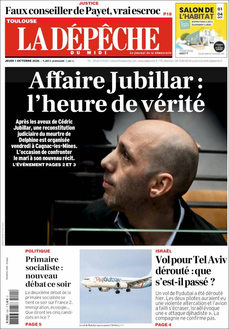Portada de La Dépêche du Midi (Francia)