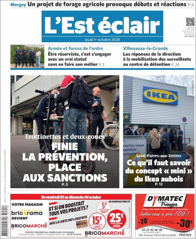 Portada de L'Est Eclair (Francia)