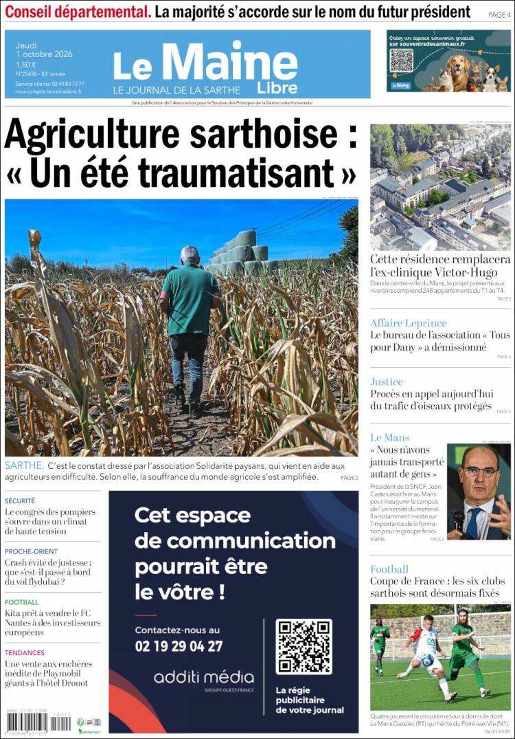 Portada de Le Maine Libre (Francia)